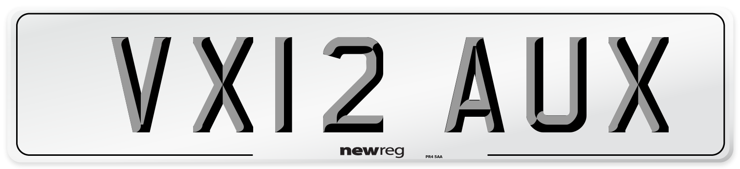 VX12 AUX Number Plate from New Reg